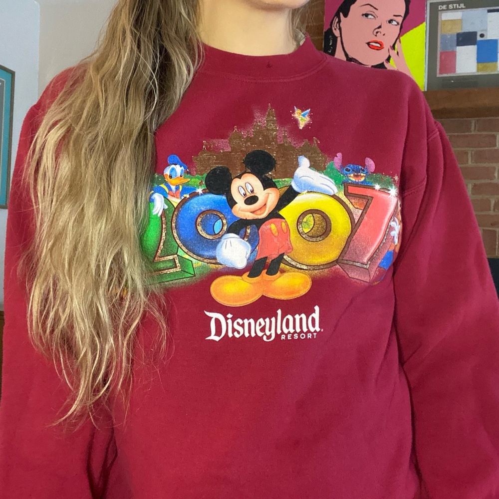 Disneyland Resort 2007 Mickey Mouse Cherry Crewneck Lilo Stitch Donlald …